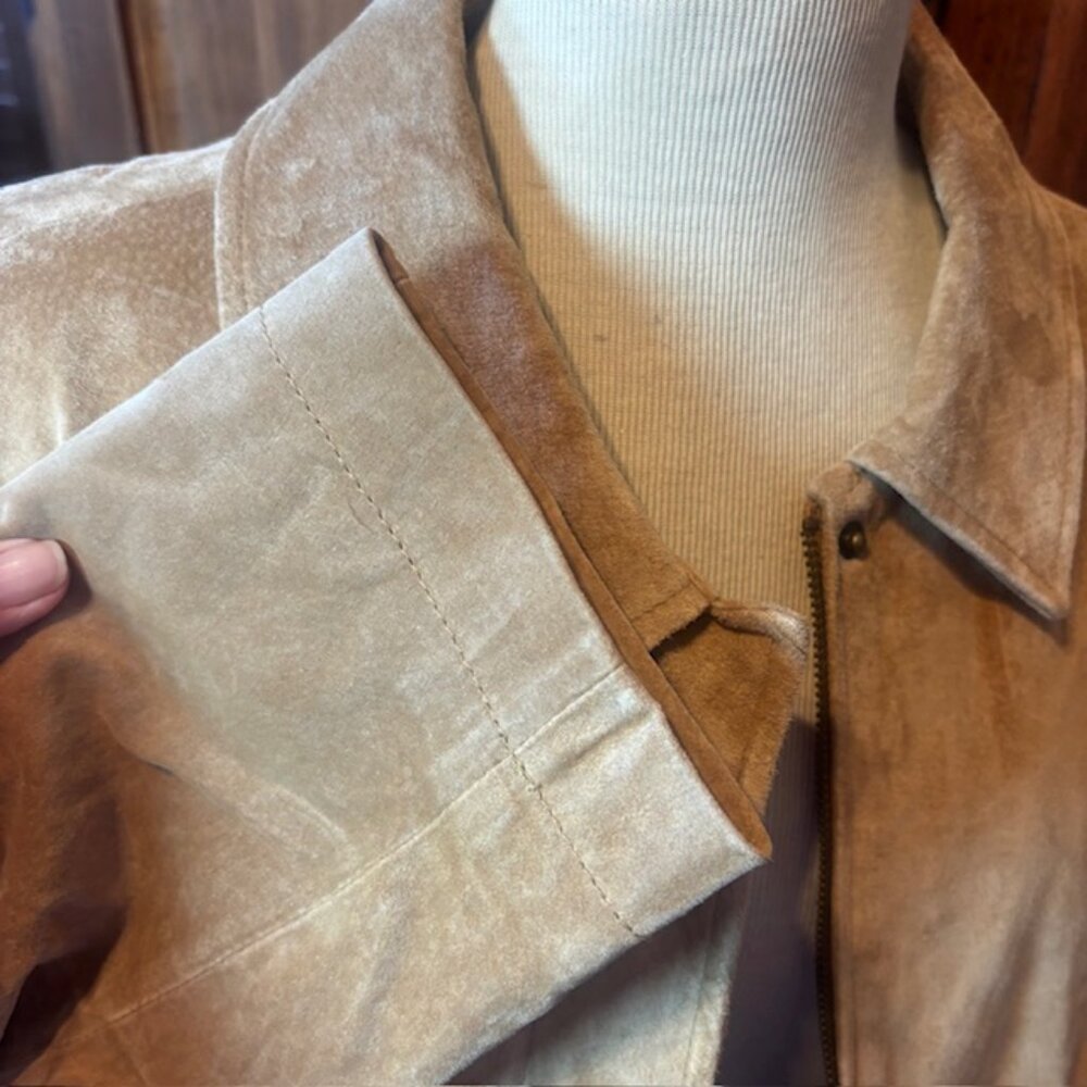 Cherokee Genuine Suede Jacket Tan Zip Front Coat | 20W - Picture 9 of 14
